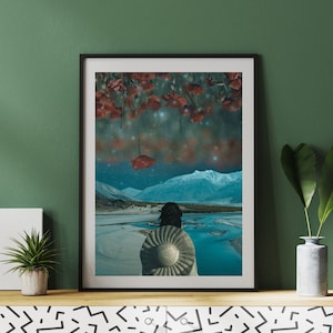 Dreamy Digital Printable Wall Art, Surreal Dreamy Collage Poster, Poppy Flower Lovers, Downloadable Wall Decor Instant Download Design