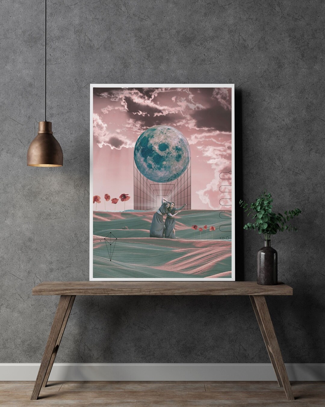 Surreal Full Moon Digital Collage Wall Art Modern Instant Download ...