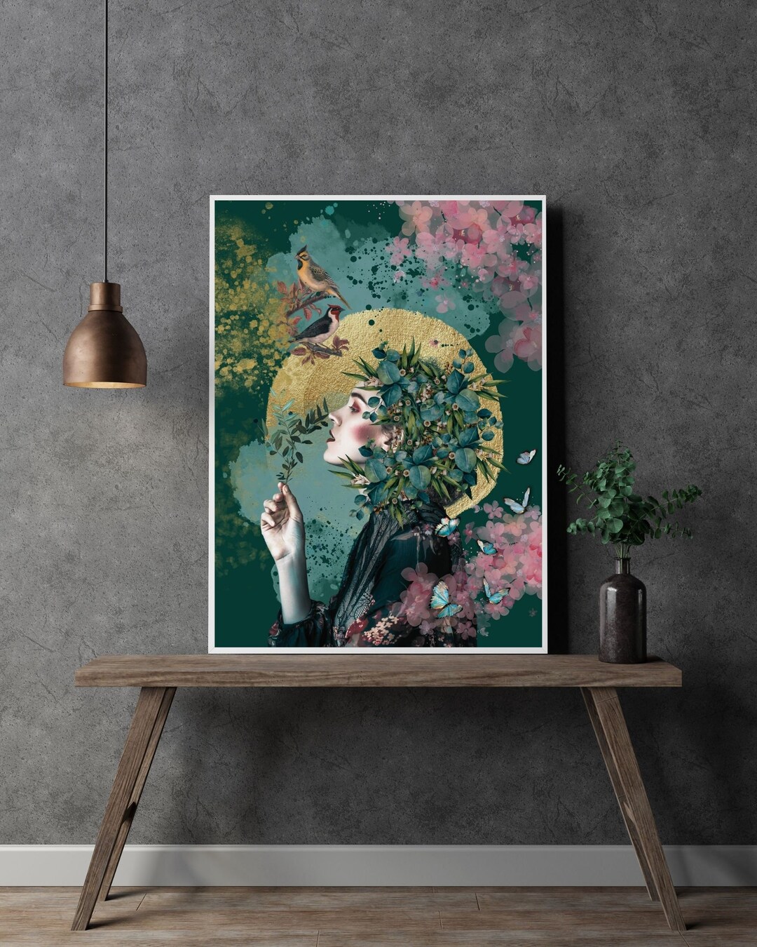 Emerald Green Modern Wall Art Relaxing Abstract Botanical Etsy