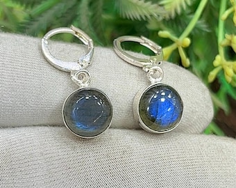 Blue Labradorite Silver Earring, Handmade Dainty Jewelry, Bohemian Labradorite Drop Earring, Minimalist Earring, Gift for Her, M-784