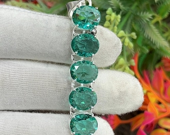 Green Fluorite Silver Pendant, Handmade Pendant, 5-Stone Pendant, Fluorite Pendant for Necklace, Gemstone Jewelry, Gift For Her, M-434