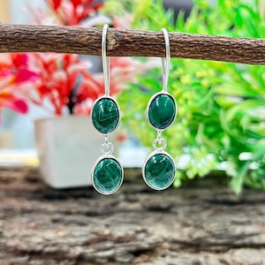 Marvellous MALACHITE Silver Earring, Handmade Silver Earring, Malachite Dangle Earring, Gemstone Earring, Gift For Her, M-155