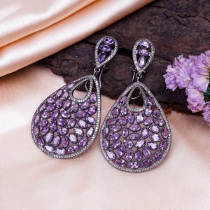 Stunning AMETHYST Earring, Handcrafted Amethyst Earring, Amethyst Silver Earring, 925 Sterling Silver, February Birthstone, Gift, M- 3