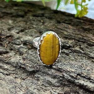 Terrific TIGER EYE Silver Ring, Bohemian Ring, Handmade Tiger Eye Ring, Statement Ring, Gemstone Ring, Gift for Her, M-145