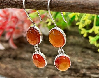 Magnificent CARNELIAN Silver Earring, Handmade Silver Earring, Carnelian Dangle Earring, Gemstone Earring, Gift For Her, M-112