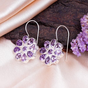 Stunning AMETHYST Earring, Handcrafted Amethyst Earring, Amethyst Silver Earring, 925 Sterling Silver, February Birthstone, Gift, M-4