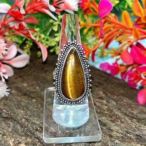 Terrific TIGER EYE Silver Ring, Bohemian Ring, Handmade Tiger Eye Ring, Statement Ring, Gemstone Ring, Gift for Her, M-118