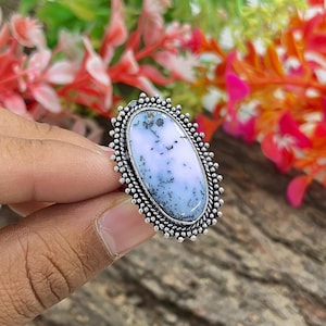 Mind Blowing DENDRITE AGATE Silver Ring, Bohemian Ring, Handmade Dendritic Agate Ring, Statement Ring, Gemstone Ring, Gift for Her, M-126