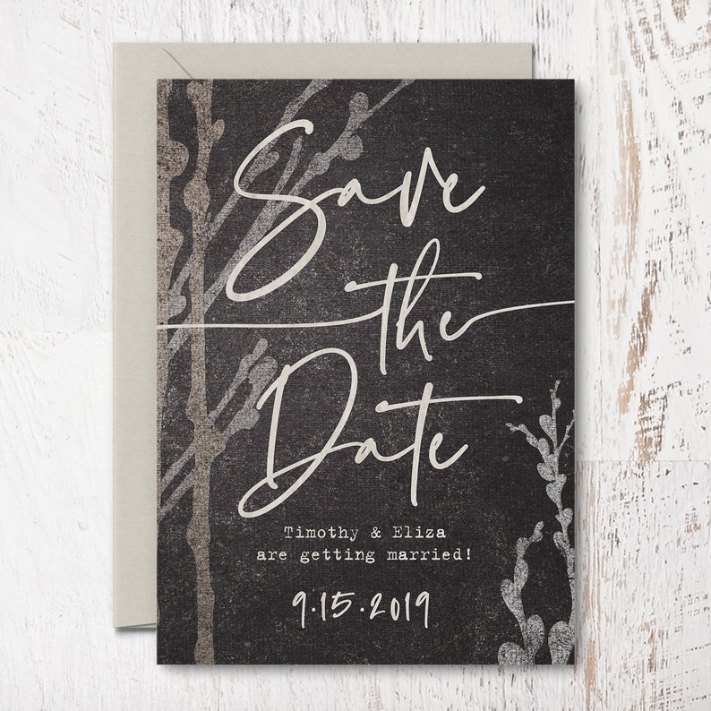 Modern Save the Date Card Rustic Getting Married Card We/'re Engaged Card Fall Wedding Modern Calligraphy Wedding Winter Wedding Suite S001