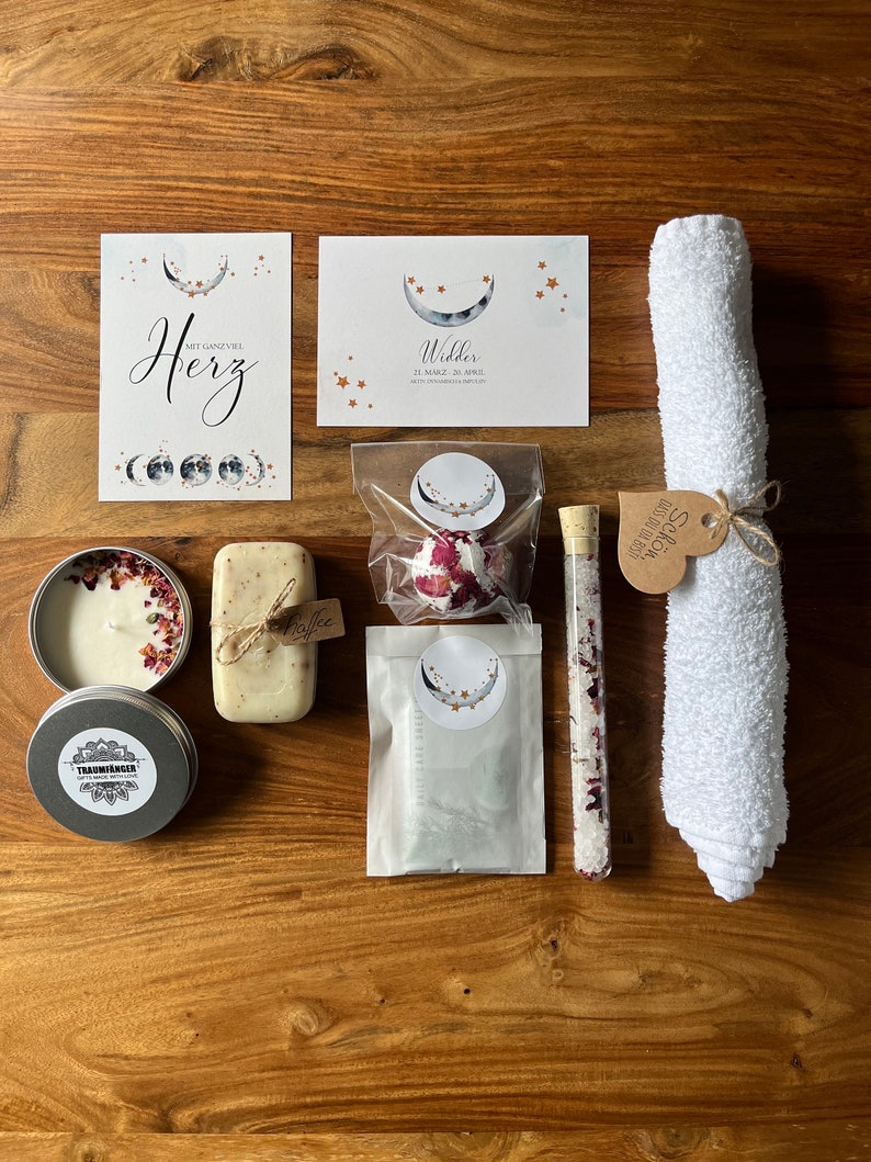 Sternzeichen Wellness Geschenk Set für Frauen SPA Wellness & Relax Box für Freundin Frauen Wohlfühlbox Geburtstag Rosenblüten Badesalz Bild 9