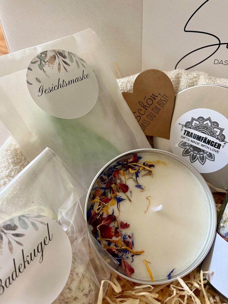 Wellness Geschenk Set Sommerblüten mit Badesalz für Frauen SPA Wellness & Relax Box für Freundin Frauen Wohlfühlbox Geburtstag Bild 2