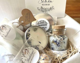 Wellness Geschenkbox Kraft & Ruhe für Frauen | Wellness Geschenk Set für Frauen Freundin | SPA Wohlfühlbox Geburtstag | Rosenblüten Badesalz