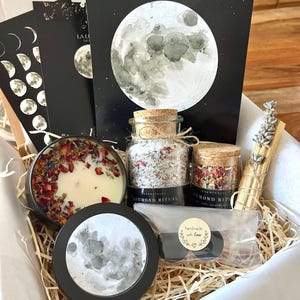 Mond Ritual Geschenk Set | Badesalz Räucherwerk Räuchermischung Relax Box | Geschenk für Frauen | Selfcare Entspannungsbox |