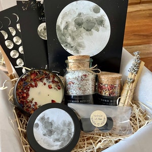 Mond Ritual Geschenk Set | Badesalz Räucherwerk Räuchermischung Relax Box | Geschenk für Frauen | Selfcare Entspannungsbox |