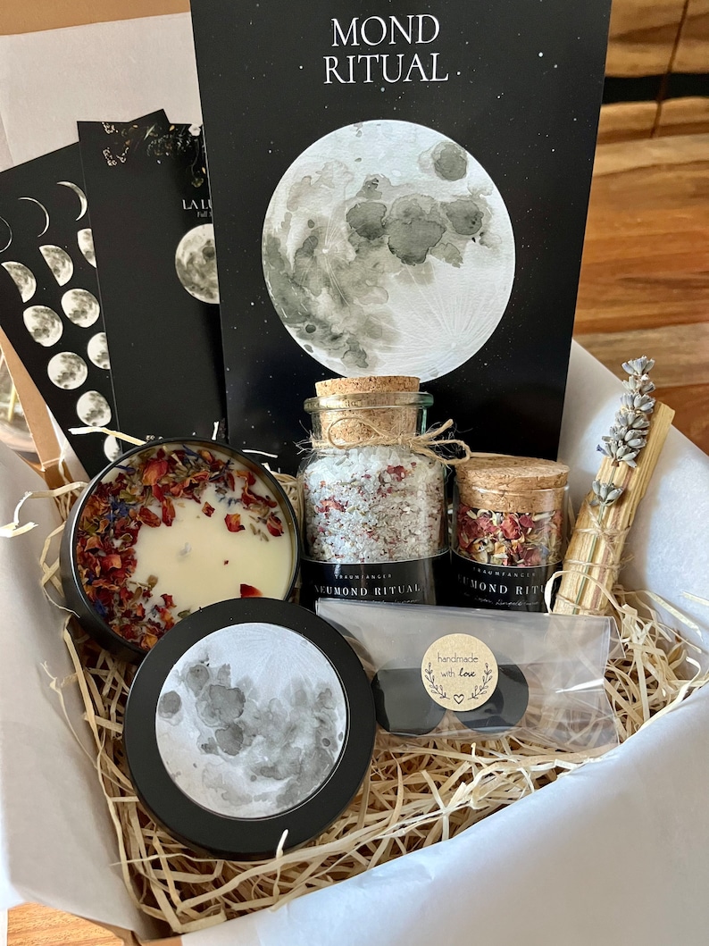 Mond Ritual Geschenk Set Badesalz Räucherwerk Räuchermischung Relax Box Geschenk für Frauen Selfcare Entspannungsbox Bild 1