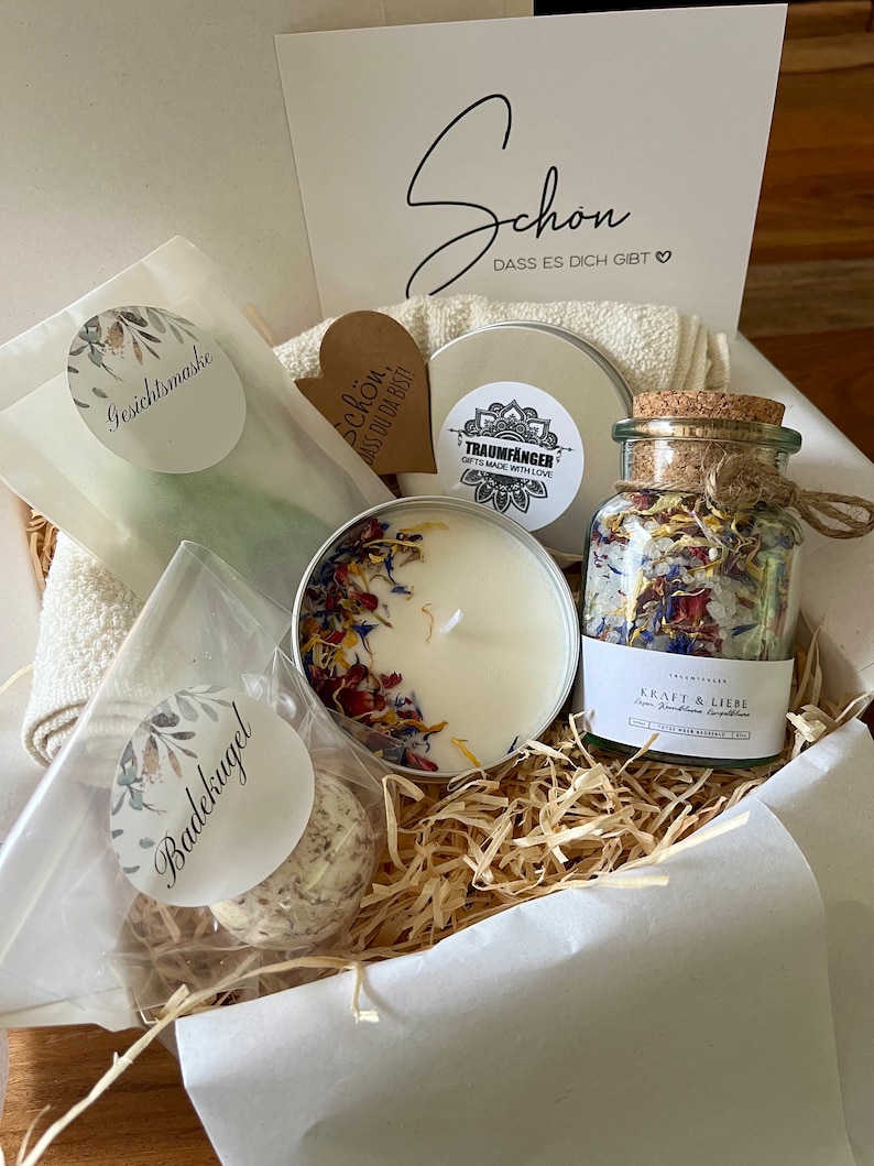 Wellness Geschenk Set Sommerblüten mit Badesalz für Frauen SPA Wellness & Relax Box für Freundin Frauen Wohlfühlbox Geburtstag Bild 1