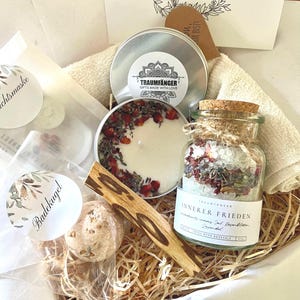 Innerer Frieden Wellness Geschenkbox mit Badesalz | Geschenk Set für Frauen | Ritual Set zum Relaxen | SPA Wohlfühlbox Geburtstag Freundin