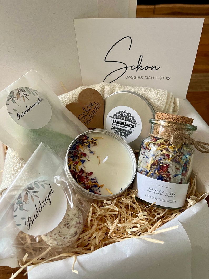 Wellness Geschenk Set Sommerblüten mit Badesalz für Frauen SPA Wellness & Relax Box für Freundin Frauen Wohlfühlbox Geburtstag Bild 8