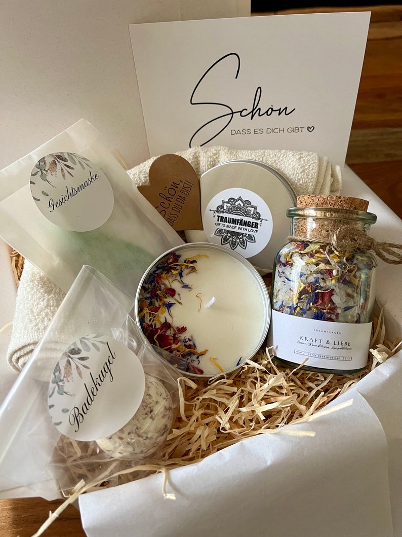 Wellness Geschenk Set Sommerblüten mit Badesalz für Frauen SPA Wellness & Relax Box für Freundin Frauen Wohlfühlbox Geburtstag Bild 4