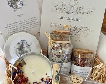 Ritual Geschenk Set Mittsommer | Badesalz Räucherwerk Räuchermischung Relax Box | Geschenk für Frauen | Selfcare Entspannungsbox |