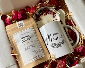 Tee Geschenkset "Weltbeste Mama“ Keramik Tasse Geschenkbox | Relax Box für Frauen | Wohlfühlbox Muttertag Geburtstag | Cozy Time mit Kandis