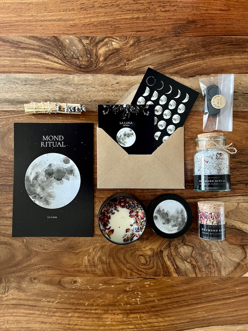 Mond Ritual Geschenk Set Badesalz Räucherwerk Räuchermischung Relax Box Geschenk für Frauen Selfcare Entspannungsbox Bild 10