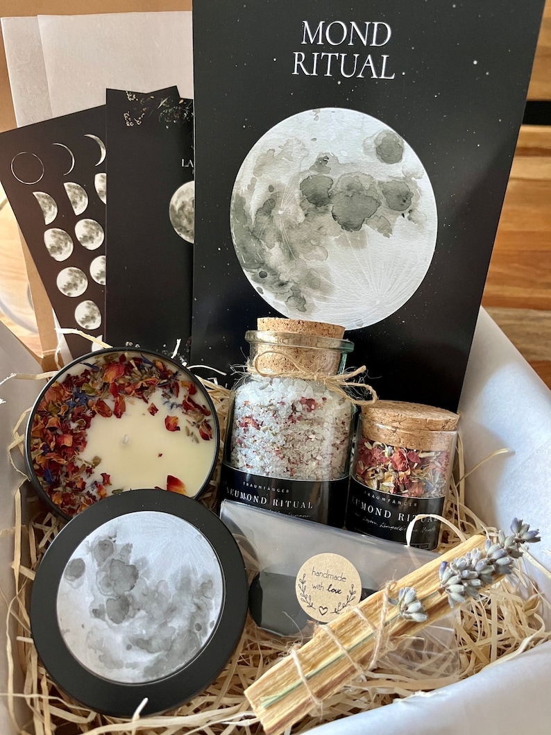 Mond Ritual Geschenk Set Badesalz Räucherwerk Räuchermischung Relax Box Geschenk für Frauen Selfcare Entspannungsbox Bild 8