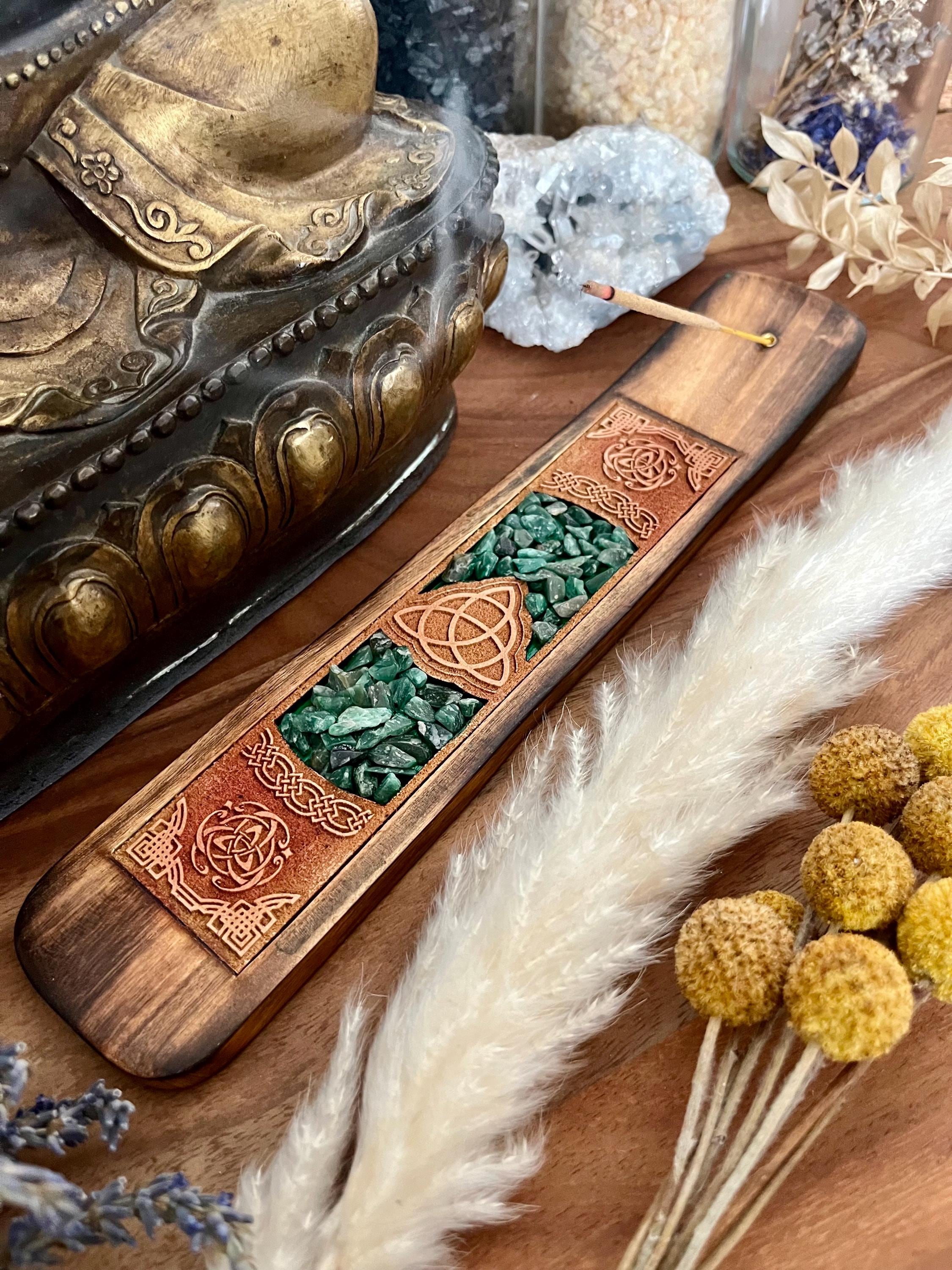 Diollo Räucherstäbchenhalter Im Sarg-Design - Mangoholz Mit Messing, Feng Shui