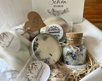 Wellness Geschenk Set Kornblume für Frauen | SPA Wellness & Relax Box für Frauen Freundin | Wohlfühlbox Geburtstag | Rosenblüten Badesalz