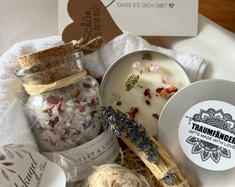 Wellness Geschenkbox SPA & Relax Box | Wohlfühl Set Geburtstag Geschenk für Frauen | Ritual Set mit Badesalz Palo Santo