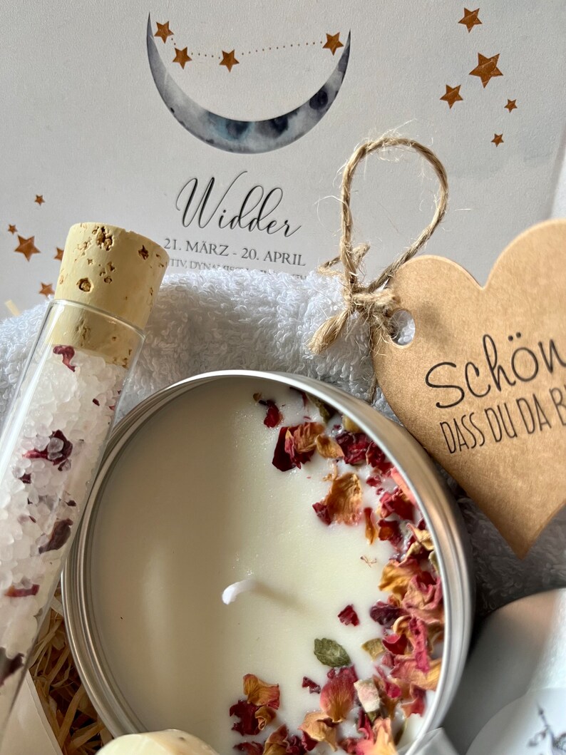 Sternzeichen Wellness Geschenk Set für Frauen SPA Wellness & Relax Box für Freundin Frauen Wohlfühlbox Geburtstag Rosenblüten Badesalz Bild 3