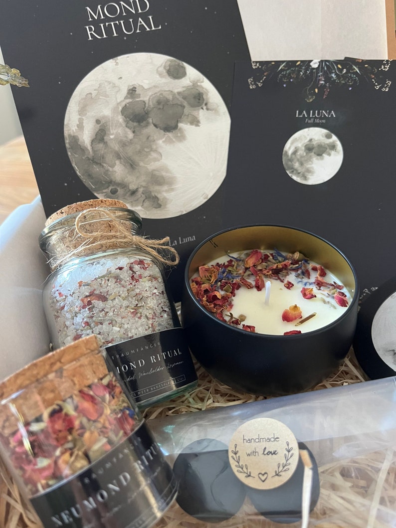 Mond Ritual Geschenk Set Badesalz Räucherwerk Räuchermischung Relax Box Geschenk für Frauen Selfcare Entspannungsbox Bild 7