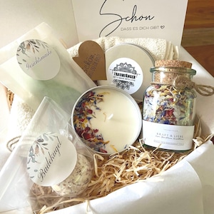 Wellness Geschenk Set Kraft & Liebe Geschenkbox mit Badesalz | für Frauen | SPA Wellness Box für Freundin Frauen | Wohlfühlbox Geburtstag |