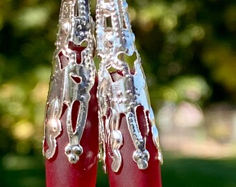Beautiful Cherry Red Sea Glass Earrings