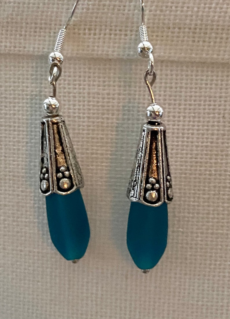 Petite Teal Sea Glass Earrings
