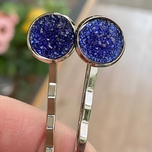 Dunkelblaue Faux Druzy Bobby Pins
