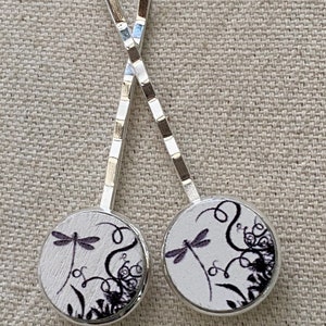 Dragonfly or Red Poppies Pair of Bobby-pins you choose
