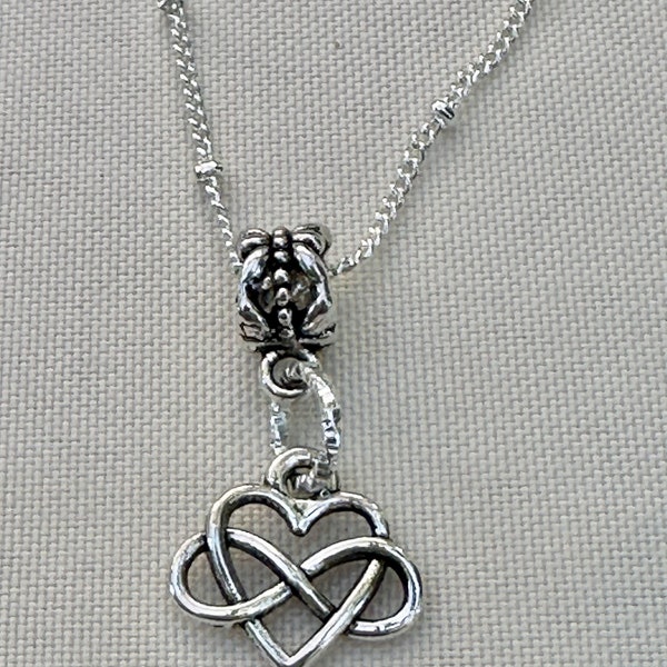 Heart Infinity Charm Choker Necklace Silver Chain Dainty