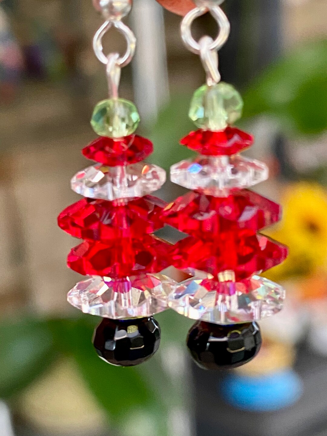 Rot und klar Kristall Weihnachtsbaum Ohrringe Etsy.de