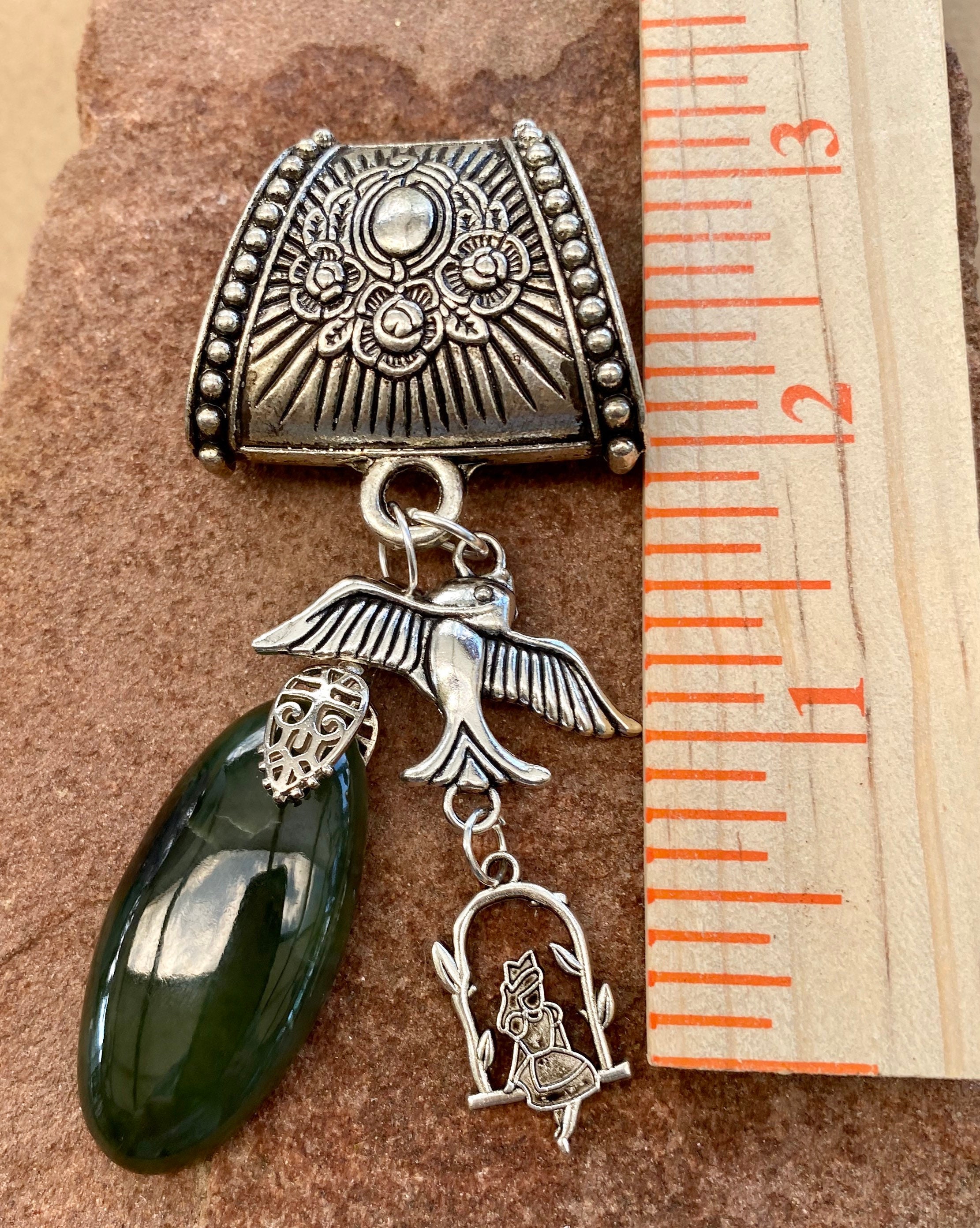 Scarf Slide/Ring/Scarf Jewelry with Moss Agate Etsy