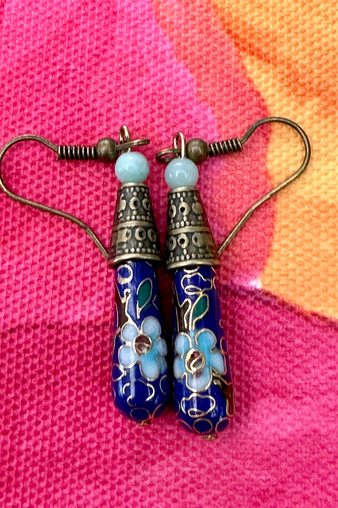 Genuine Cloisonné Teardrop Earrings Cobalt Blue Cloisonné Etsy