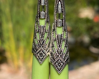 Opaque Jade Green Sea Glass Teardrop Earrings in your choice of bead cap