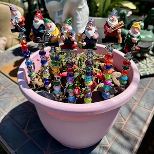 Gnome Garden Stakes Gnome Wand Gnome Garden Sun Catcher Stake 7” Stake Fairy Garden Stake