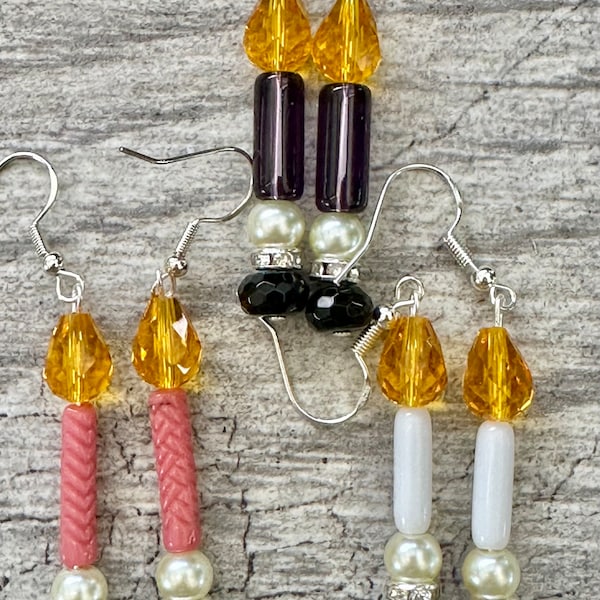 Christmas Advent Candle Earrings Purple Pink White you choose