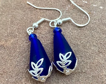 Gorgeous Cobalt Blue Sea Glass Earrings