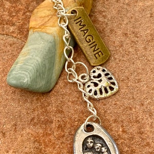 Zipper pull/journal charm/purse or day planner charm. Celebrating Family. With Green Girl Studios Charm or even a scissor fob
