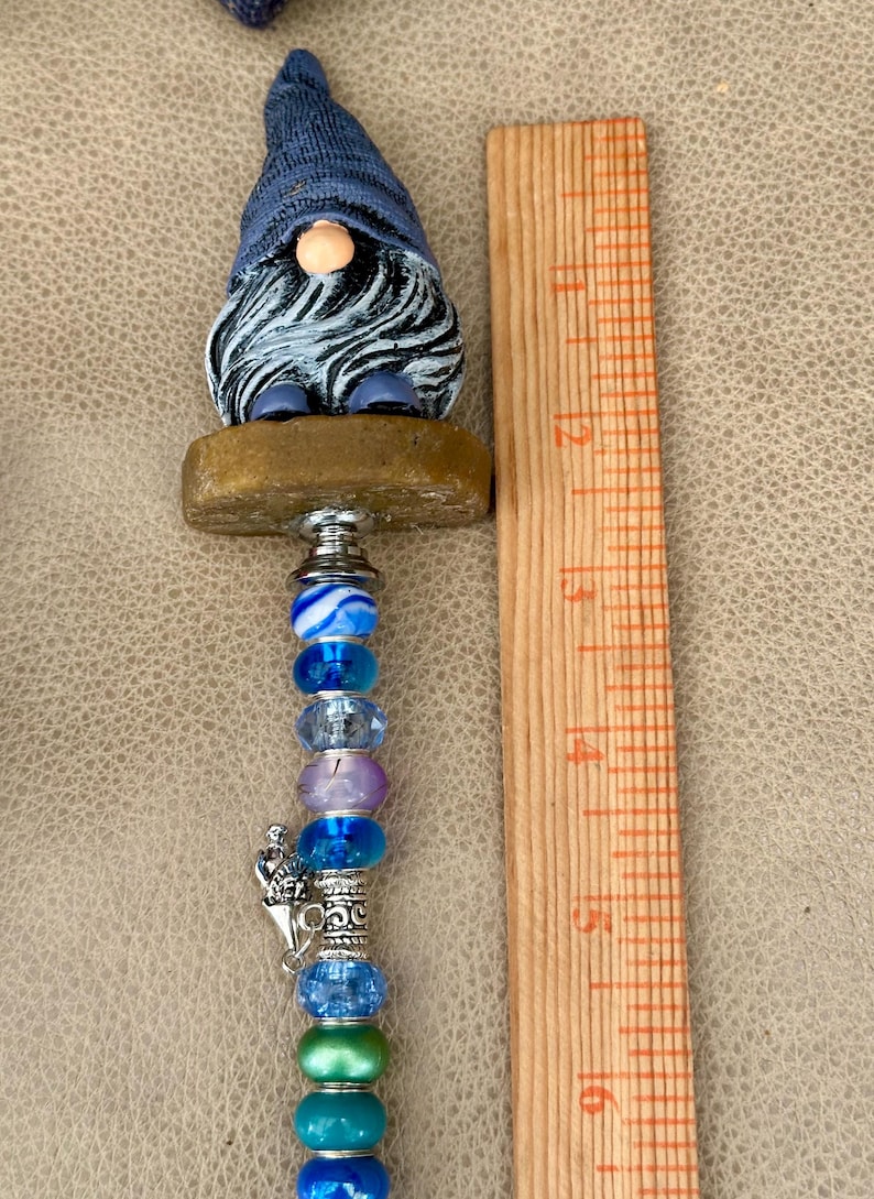 Gnome Garden Wand, Glass Beaded Garden Stake, Jeweled Garden Stake ...