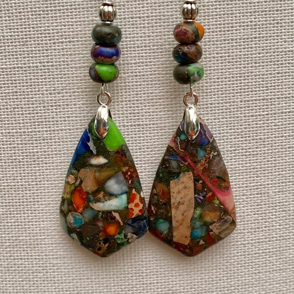 Rainbow Sea Sediment Jasper Earrings