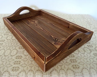 Rustic wood tray Weathered wood tray Farmhouse wood tray Table tray decor Wood serving tray Decorative tray Rustic tray Coffee table tray