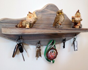 Hanging rustic shelf Wall wood key holder Rustic rack Floating shelf Farmhouse shelf Rustik wood shelf Decorative shelf Wall shelf Key shelf